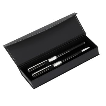 brindesetexteis.pt Conjunto Esferográfica e Roller em Metal com Estojo CRYSTAL